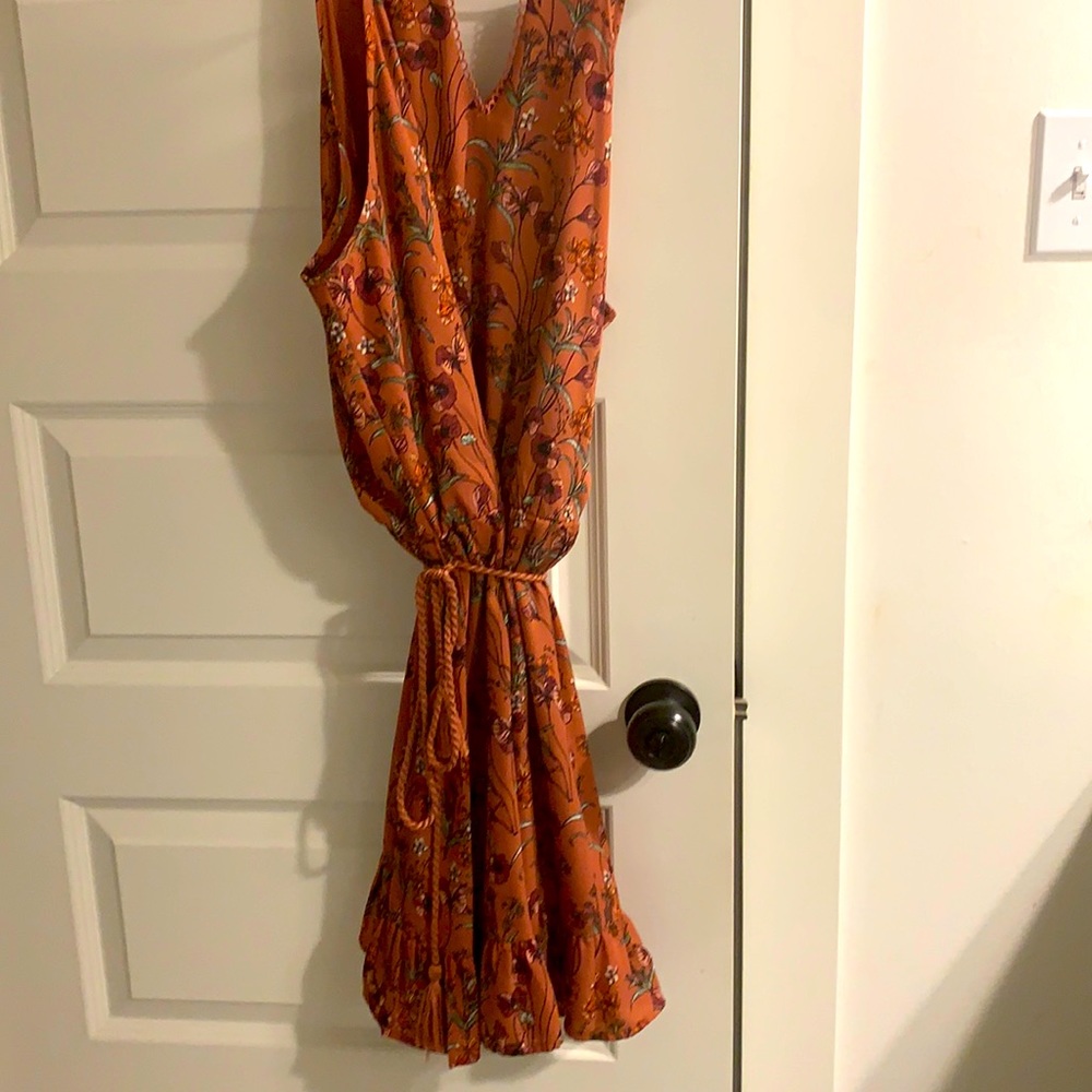mini dress sleeveless peephole back rope tassel